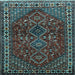 Square Machine Washable Persian Light Blue Traditional Rug, wshtr872lblu