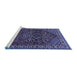 Sideview of Machine Washable Persian Blue Traditional Rug, wshtr872blu