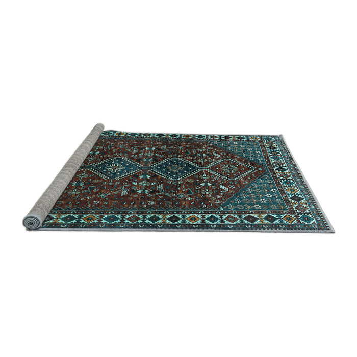 Sideview of Machine Washable Persian Light Blue Traditional Rug, wshtr872lblu
