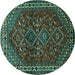 Round Persian Turquoise Traditional Rug, tr872turq