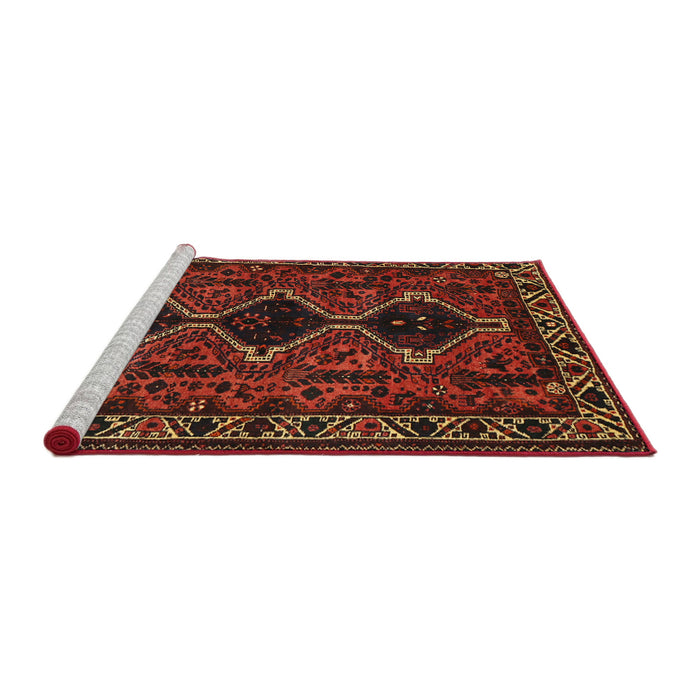 Sideview of Machine Washable Traditional Dark Sienna Brown Rug, wshtr873