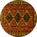 Round Persian Yellow Traditional Rug, tr873yw