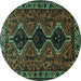 Round Persian Turquoise Traditional Rug, tr873turq
