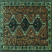 Square Persian Turquoise Traditional Rug, tr873turq