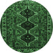 Round Persian Emerald Green Traditional Rug, tr873emgrn