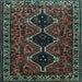 Square Machine Washable Persian Light Blue Traditional Rug, wshtr873lblu