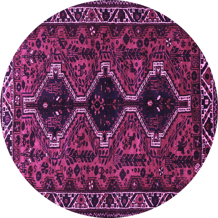 Round Machine Washable Persian Purple Traditional Area Rugs, wshtr873pur
