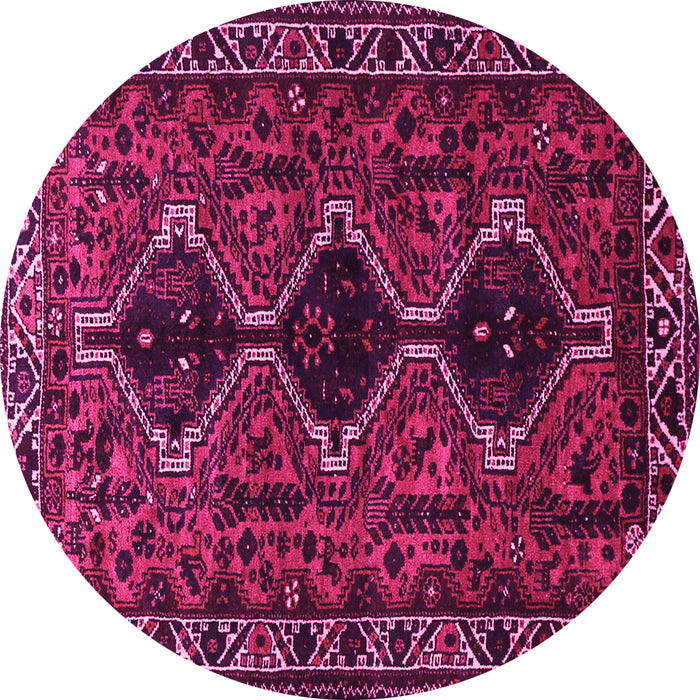 Round Machine Washable Persian Pink Traditional Rug, wshtr873pnk