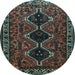 Round Persian Light Blue Traditional Rug, tr873lblu