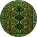 Square Persian Green Traditional Rug, tr873grn