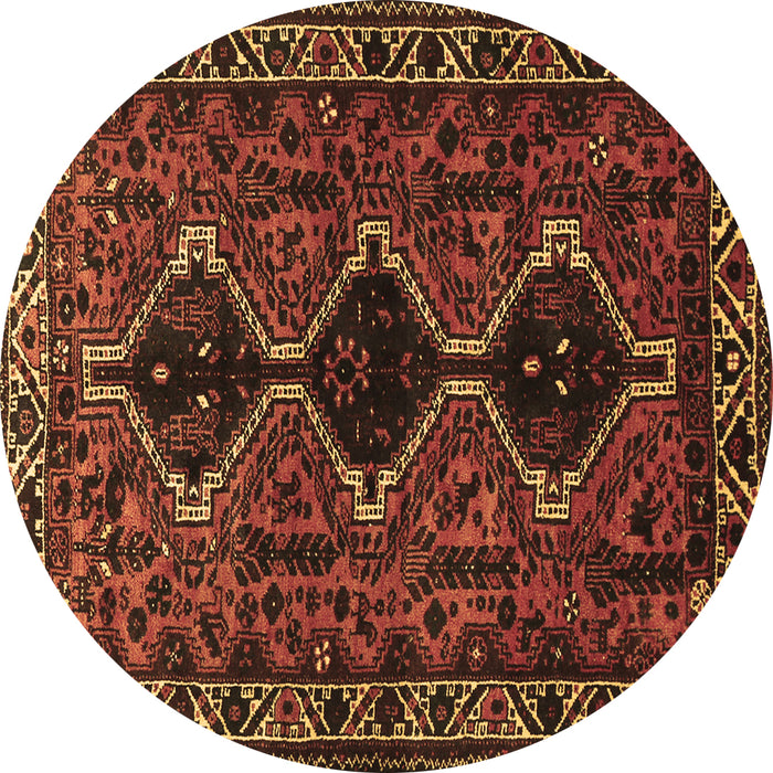 Round Persian Brown Traditional Rug, tr873brn