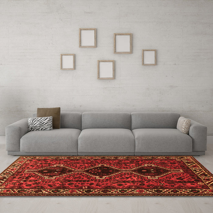 Machine Washable Persian Orange Traditional Area Rugs in a Living Room, wshtr873org