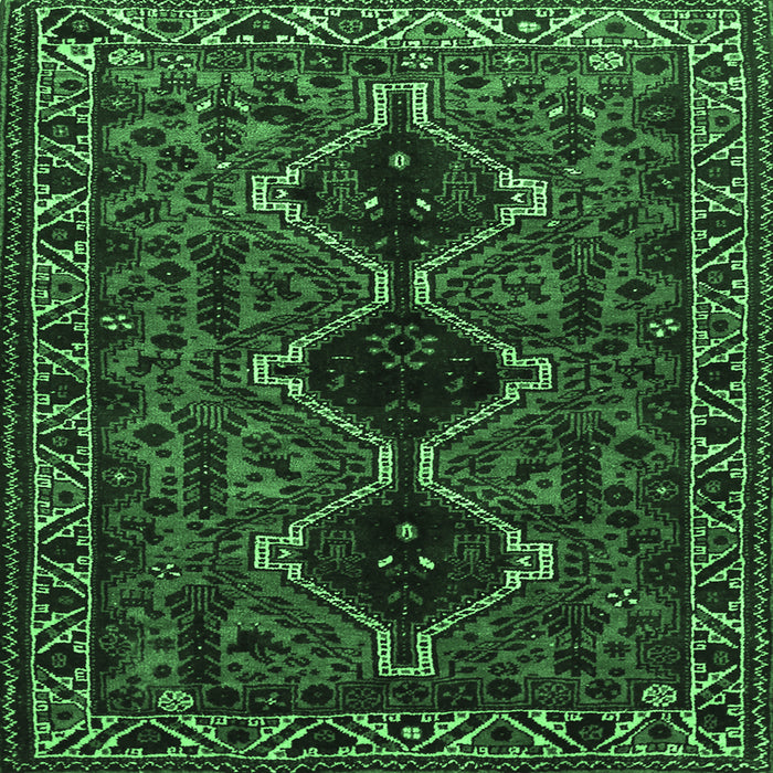 Square Persian Emerald Green Traditional Rug, tr873emgrn