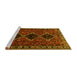 Sideview of Machine Washable Persian Yellow Traditional Rug, wshtr873yw