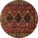 Round Machine Washable Persian Brown Traditional Rug, wshtr873brn