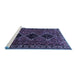 Sideview of Machine Washable Persian Blue Traditional Rug, wshtr873blu