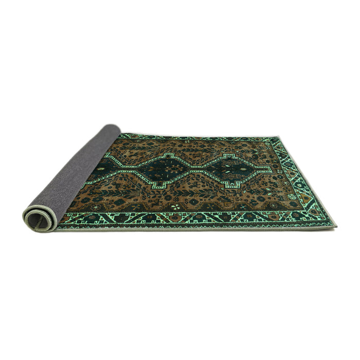 Sideview of Persian Turquoise Traditional Rug, tr873turq