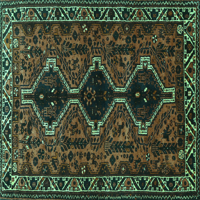 Square Machine Washable Persian Turquoise Traditional Area Rugs, wshtr873turq