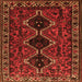 Round Machine Washable Persian Orange Traditional Area Rugs, wshtr873org