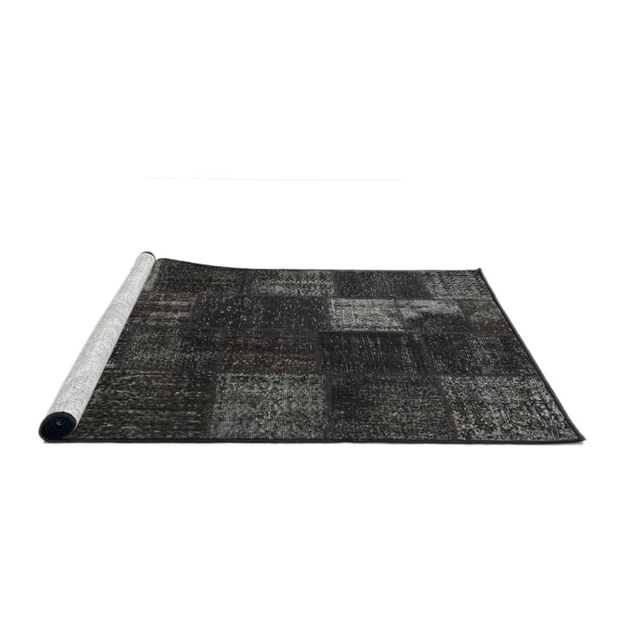 Sideview of Machine Washable Traditional Charcoal Black Rug, wshtr874