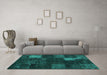 Machine Washable Persian Turquoise Traditional Area Rugs in a Living Room,, wshtr874turq