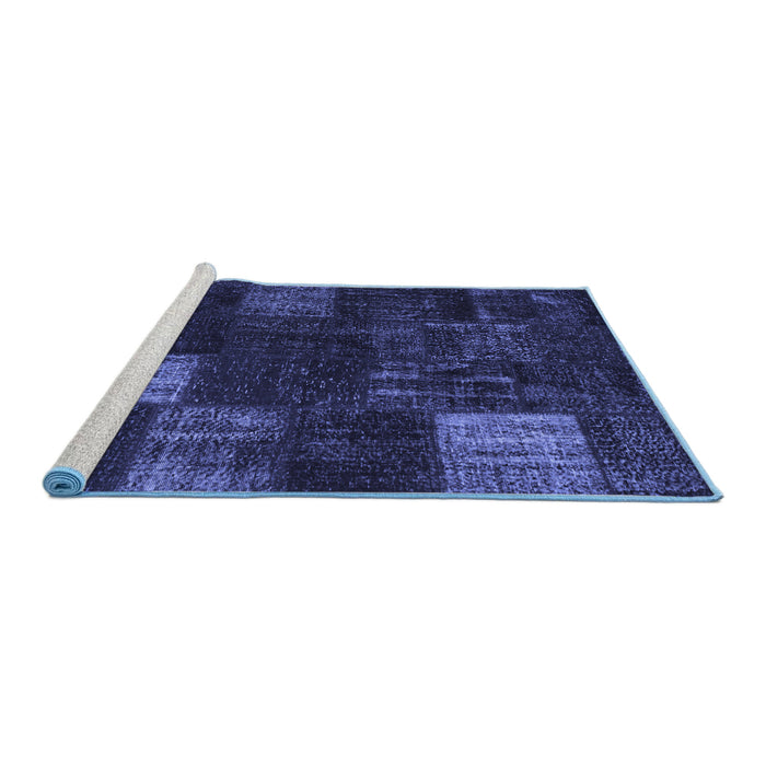 Sideview of Machine Washable Persian Blue Traditional Rug, wshtr874blu