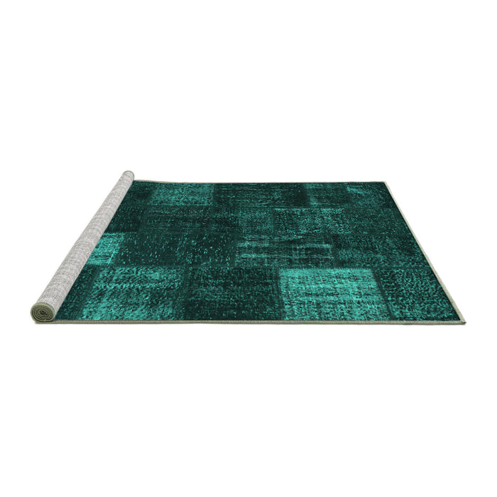 Sideview of Machine Washable Persian Turquoise Traditional Area Rugs, wshtr874turq