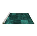 Sideview of Machine Washable Persian Turquoise Traditional Area Rugs, wshtr874turq