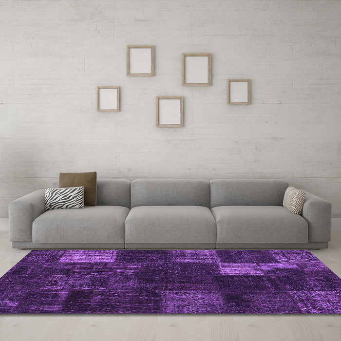 Machine Washable Persian Purple Traditional Area Rugs in a Living Room, wshtr874pur