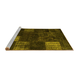 Sideview of Machine Washable Persian Yellow Traditional Rug, wshtr874yw