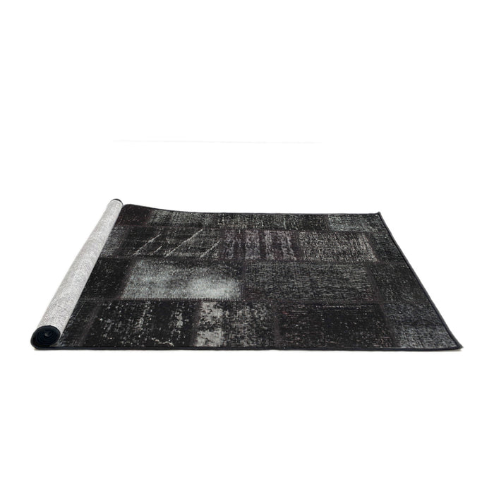 Sideview of Machine Washable Traditional Charcoal Black Rug, wshtr875