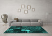 Machine Washable Persian Turquoise Traditional Area Rugs in a Living Room,, wshtr875turq