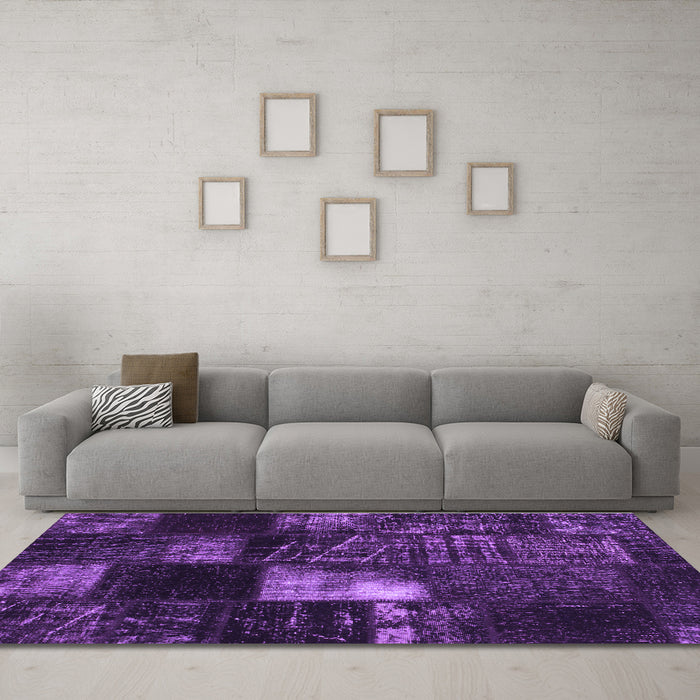 Machine Washable Persian Purple Traditional Area Rugs in a Living Room, wshtr875pur