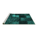 Sideview of Machine Washable Persian Turquoise Traditional Area Rugs, wshtr875turq