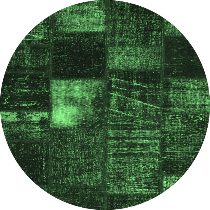 Round Machine Washable Persian Emerald Green Traditional Area Rugs, wshtr875emgrn