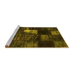 Sideview of Machine Washable Persian Yellow Traditional Rug, wshtr875yw