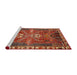 Sideview of Machine Washable Traditional Peru Brown Rug, wshtr876