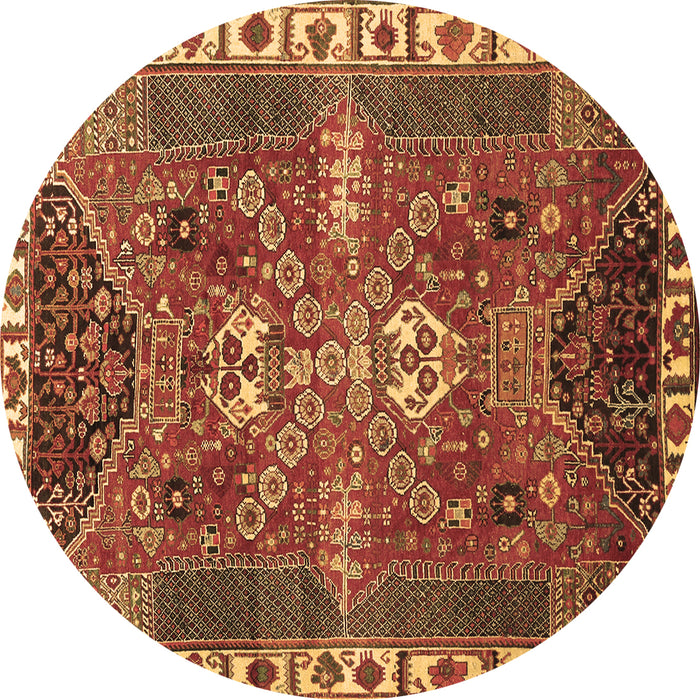 Round Persian Brown Traditional Rug, tr876brn