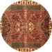 Round Persian Brown Traditional Rug, tr876brn