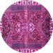 Round Machine Washable Persian Purple Traditional Area Rugs, wshtr876pur