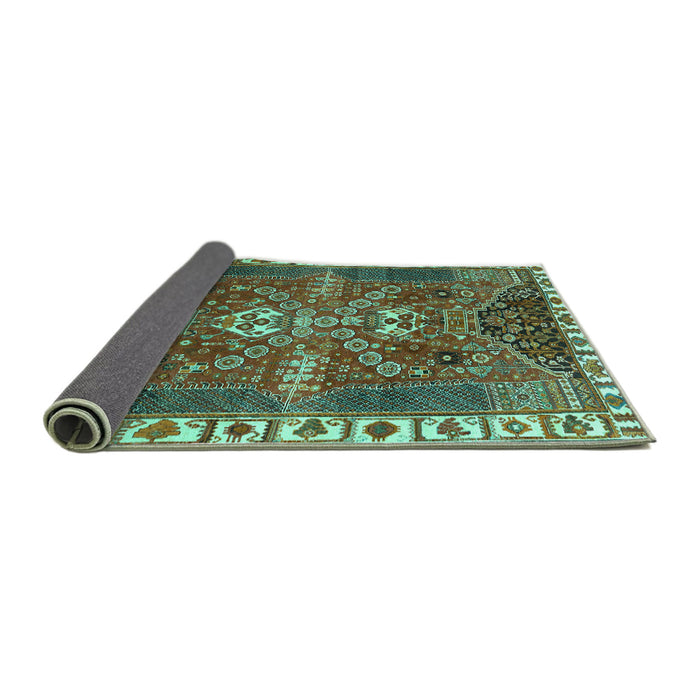 Sideview of Persian Turquoise Traditional Rug, tr876turq