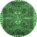 Round Persian Emerald Green Traditional Rug, tr876emgrn