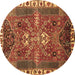 Round Machine Washable Persian Brown Traditional Rug, wshtr876brn