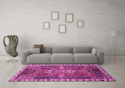 Machine Washable Persian Purple Traditional Area Rugs in a Living Room, wshtr876pur