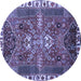 Round Persian Blue Traditional Rug, tr876blu