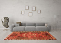 Machine Washable Persian Orange Traditional Rug, wshtr876org