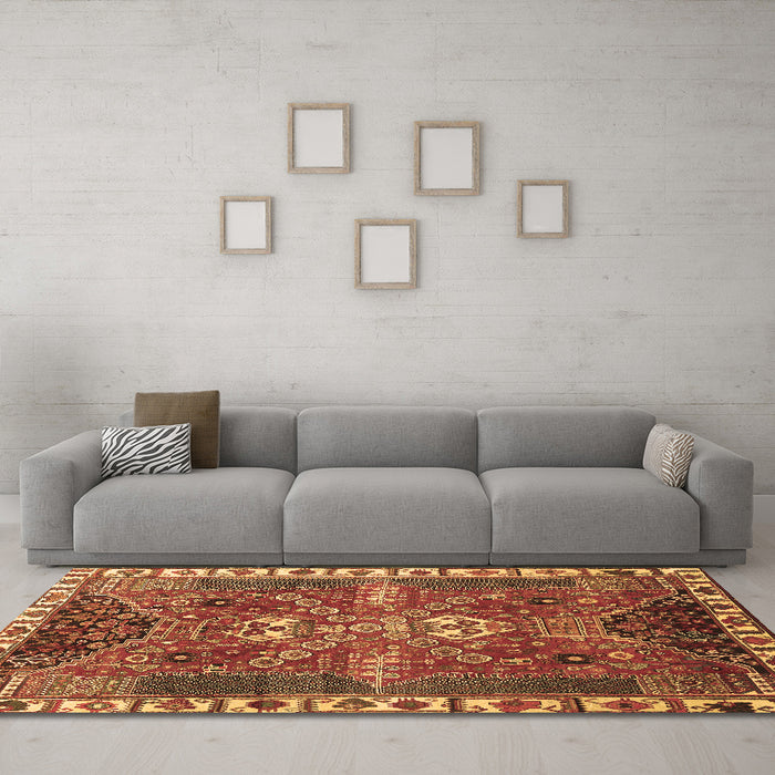 Machine Washable Persian Brown Traditional Rug in a Living Room,, wshtr876brn