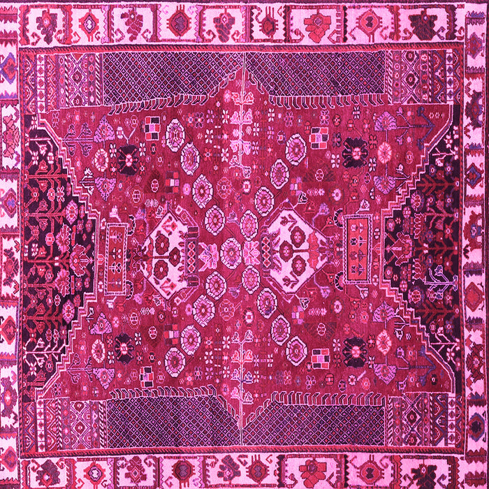 Square Machine Washable Persian Pink Traditional Rug, wshtr876pnk