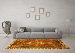 Machine Washable Persian Yellow Traditional Rug in a Living Room, wshtr876yw