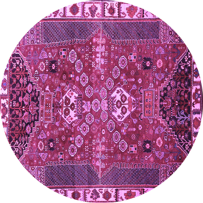 Round Persian Purple Traditional Rug, tr876pur
